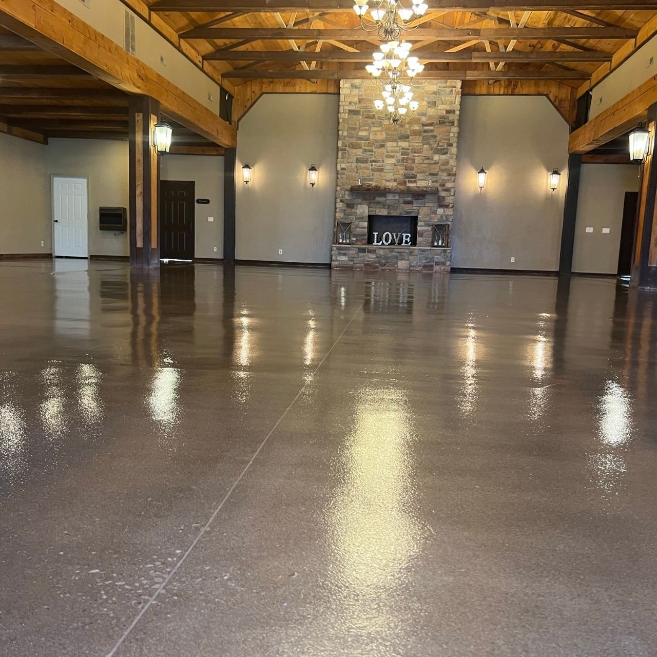 Large commercial hall epoxy floor coating Missouri