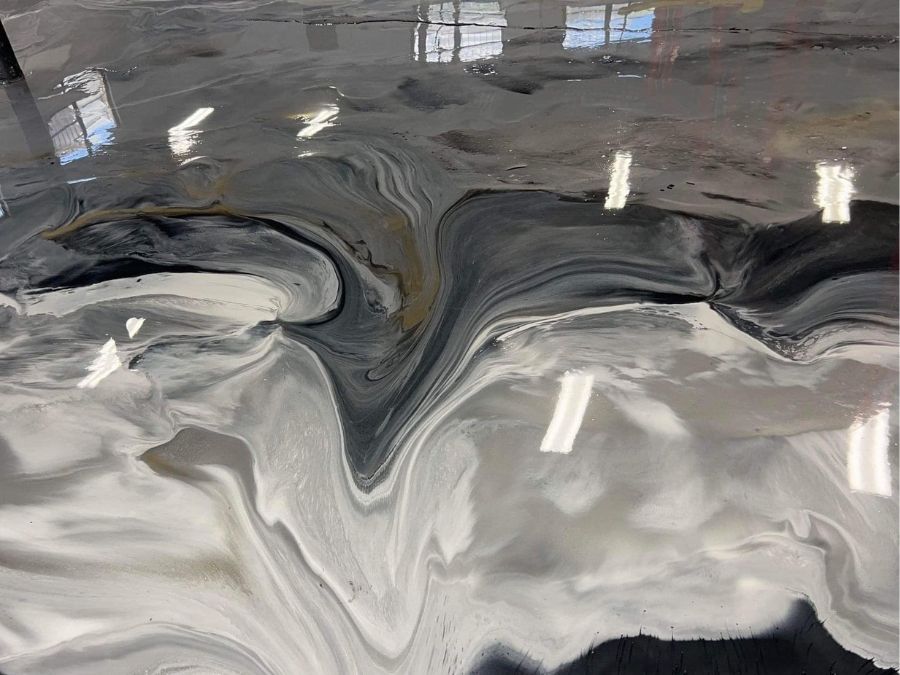 Custom metallic floor Shipp-Mates Epoxy of the Ozarks