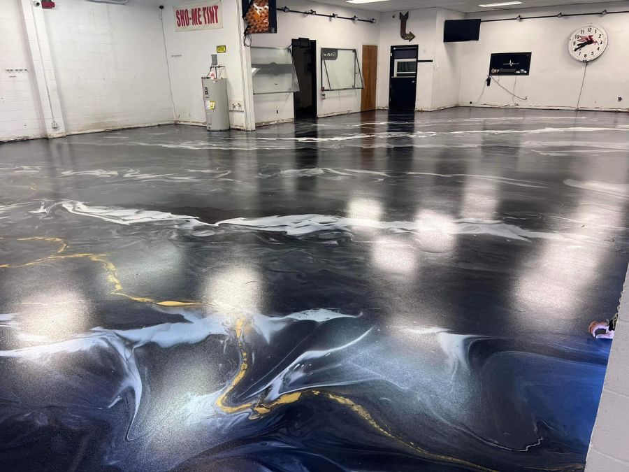 Luxury metallic epoxy floor Lake Ozark Missouri