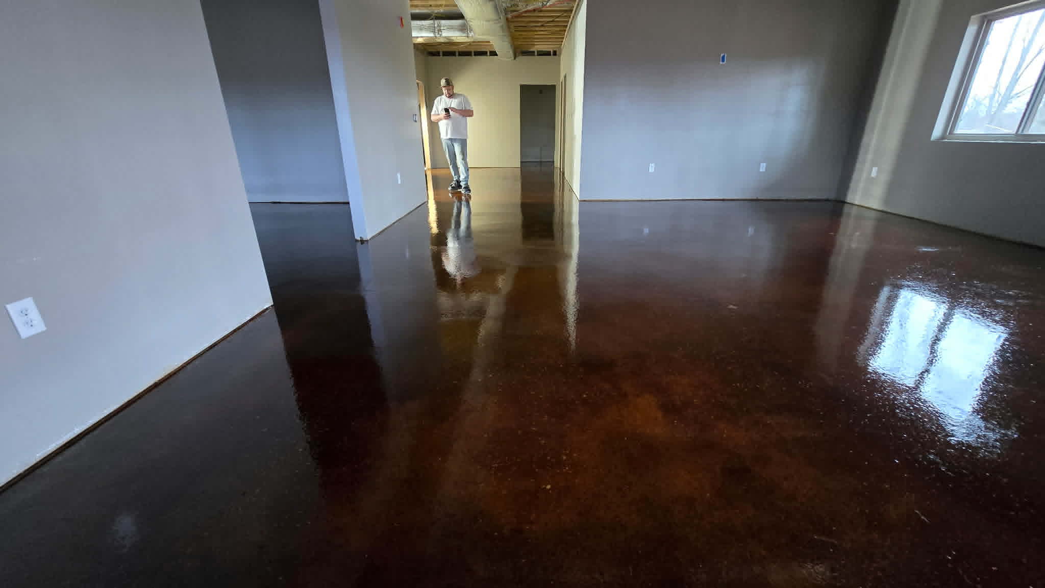 Acid stained concrete interior floor Lake of the Ozarks