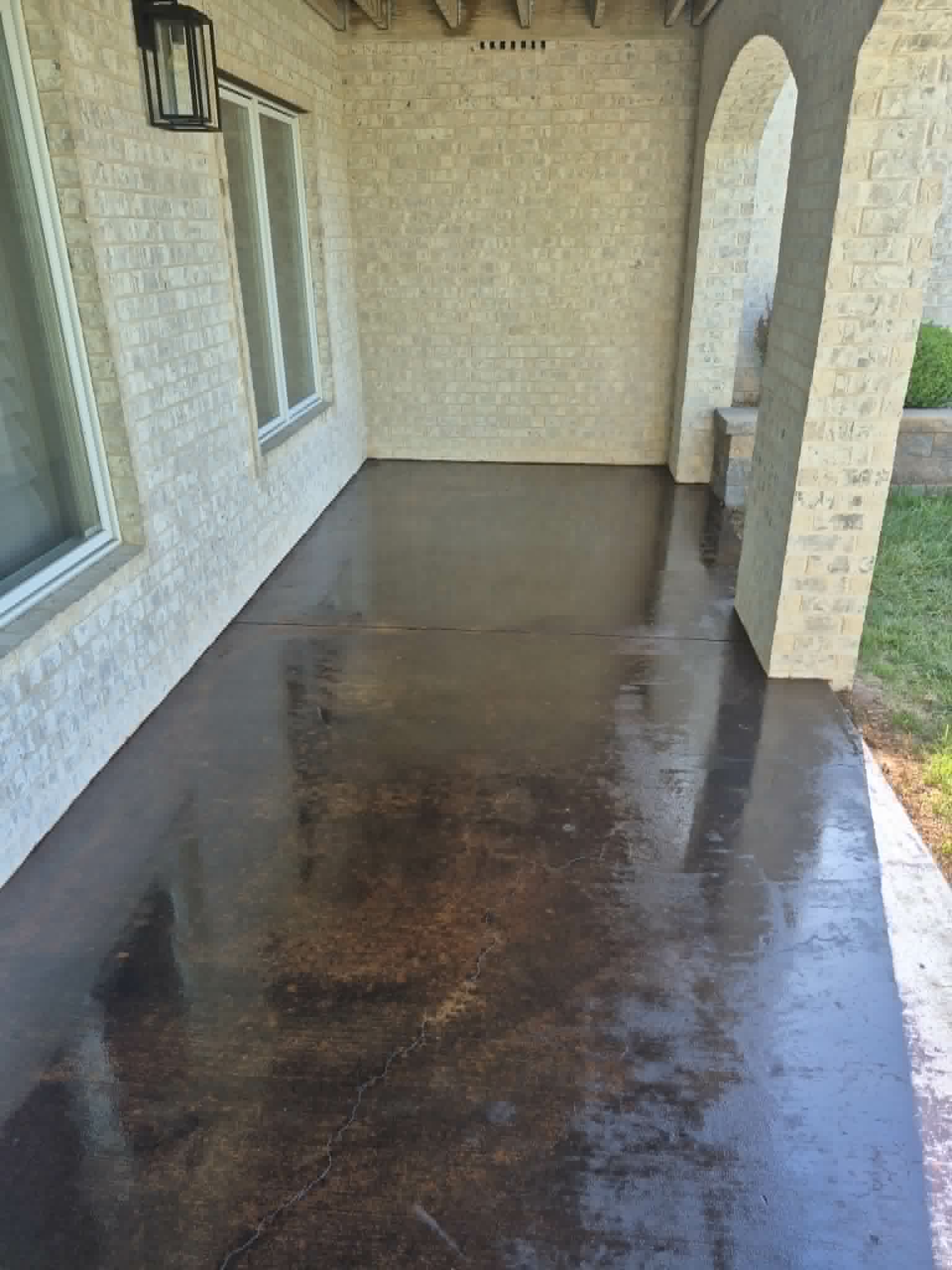 Acid stained covered concrete patio Lake Ozark MO